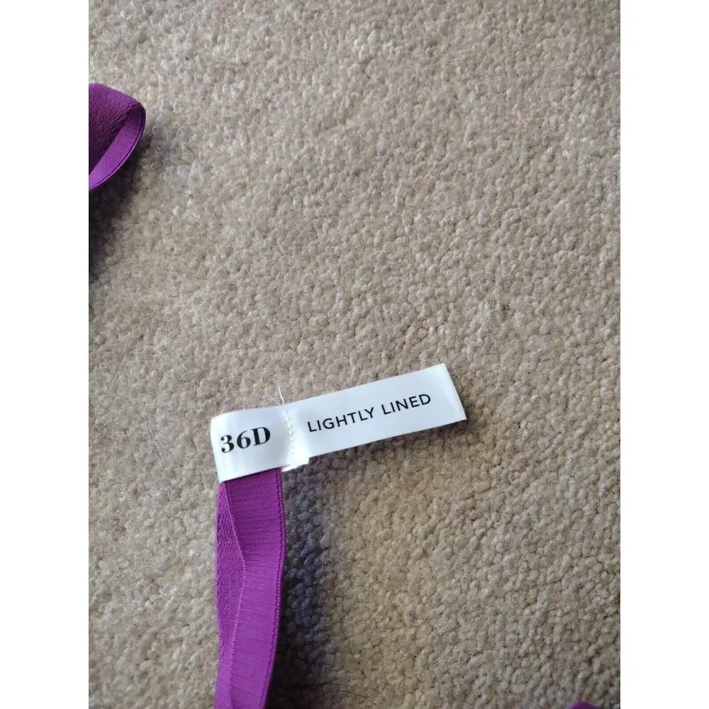 Isaac‎ Mizrahi Purple Lace Lightly Lined Convertible Straps T-shirt Bra 36D NWT